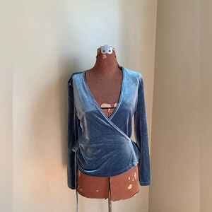 Madewell wrap velour blouse,top velvet shirt career fall regency jewel tones